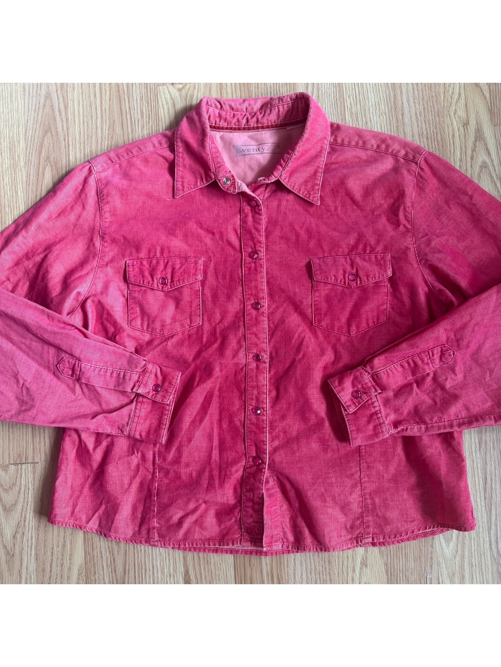 Twenty X Corduroy Pink Western Pearl Snap Cropped Size Small